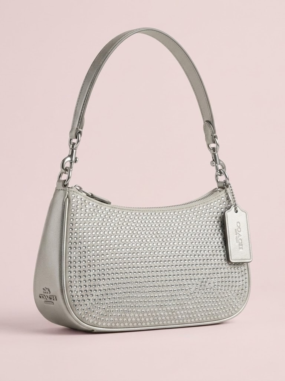NWT Coach Teri Shoulder Bag with Crystal Rhinestones in Metallic Silver